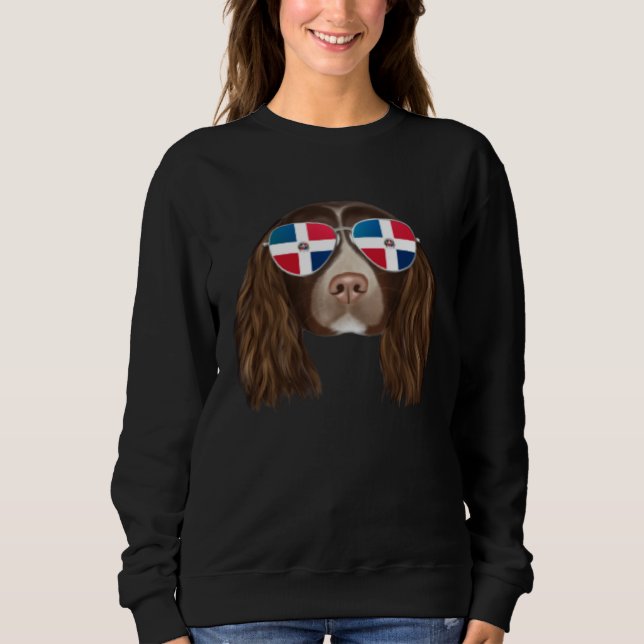 Sudadera Dominican Republic Flag English Springer Spaniel D (Anverso)