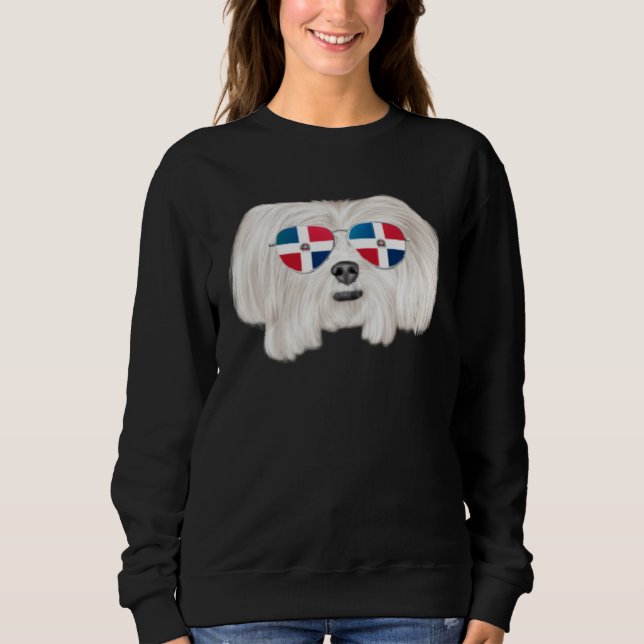 Sudadera Dominican Republic Flag Maltese Dog Pocket (Anverso)