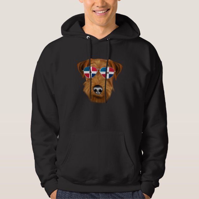 Sudadera Dominican Republic Flag Welsh Terrier Dog Pocket (Anverso)