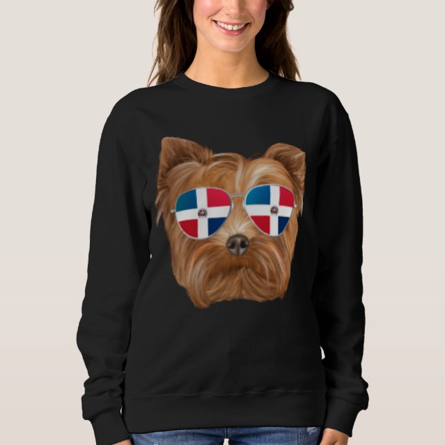 Sudadera Dominican Republic Flag Yorkshire Terrier Dog Pock (Anverso)