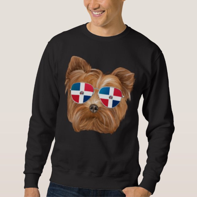 Sudadera Dominican Republic Flag Yorkshire Terrier Dog Pock (Anverso)