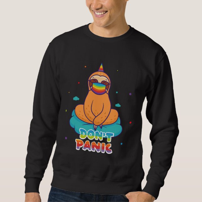 Sudadera Don Panic Sloth Con Arcoiris Máscara En La Nube (Anverso)