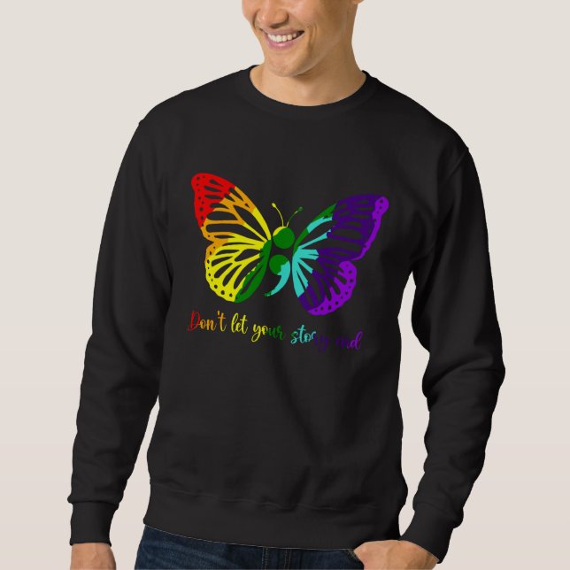 Sudadera Don t Let Your Story End Semicolon Butterfly Menta (Anverso)