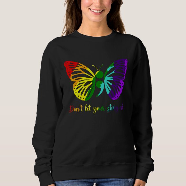 Sudadera Don t Let Your Story End Semicolon Butterfly Menta (Anverso)