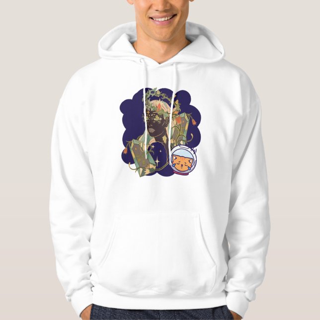 Sudadera Doncella Elfa Mística, Gemas Celestiales y Astrona (Anverso)