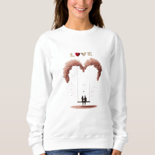 Sudadera Donde el amor cae suavemente pétalos entre dos cor