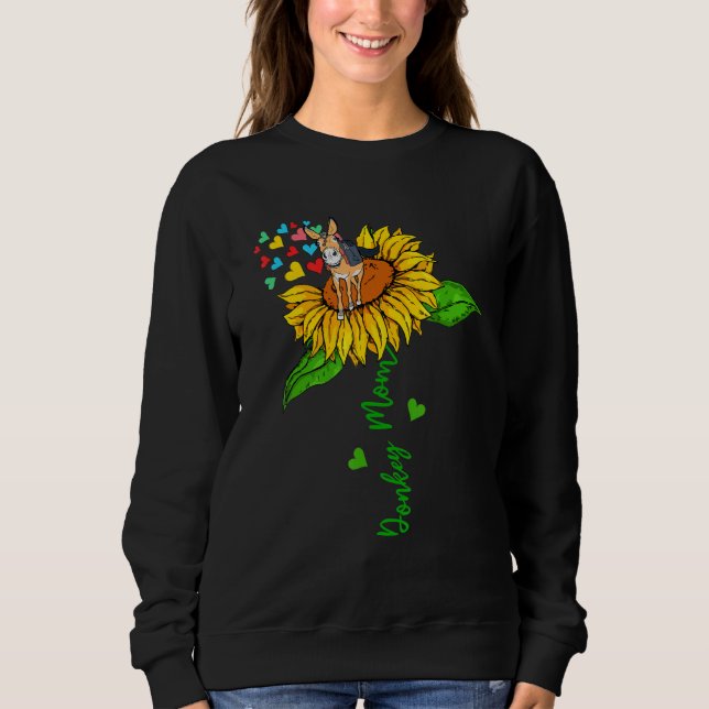 Sudadera Donkey Mom Cute Animals On Sunflower Farmer Mother (Anverso)
