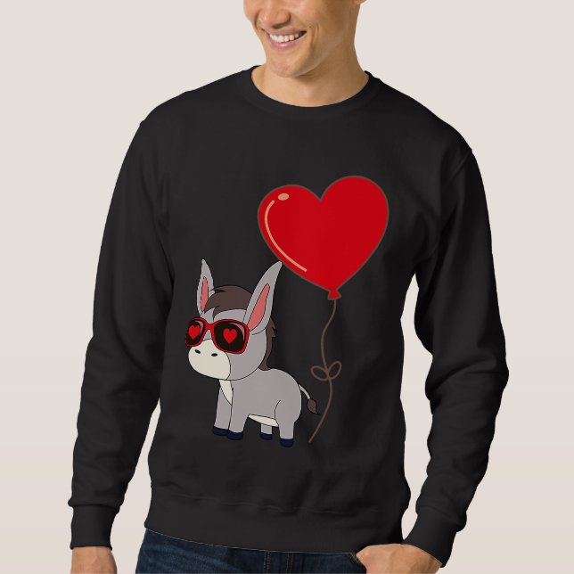 Sudadera Donkey With Heart Balloon Valentines Day Love Boys (Anverso)