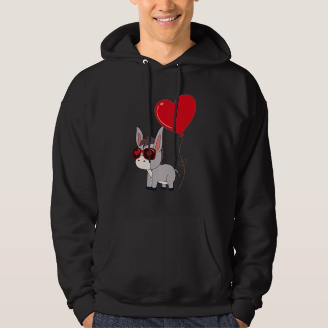 Sudadera Donkey With Heart Balloon Valentines Day Love Boys (Anverso)