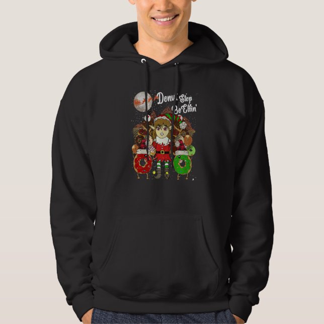 Sudadera Donut Elf Christmas  80s Xmas Tree Santa Claus Ret (Anverso)