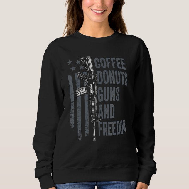 Sudadera Dónuts de Café Pistolas Libertad Ar15 Bandera de E (Anverso)