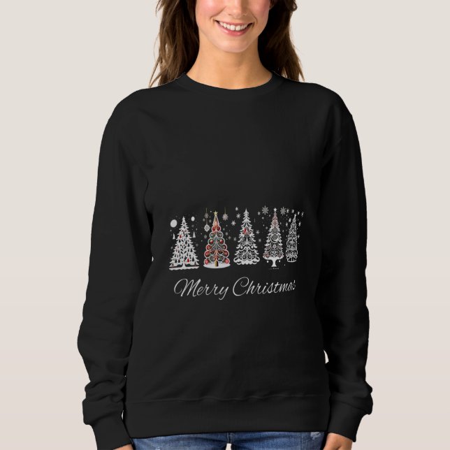 Sudadera Doodle de árbol de Navidad Invierno ruso Feliz Nav (Anverso)