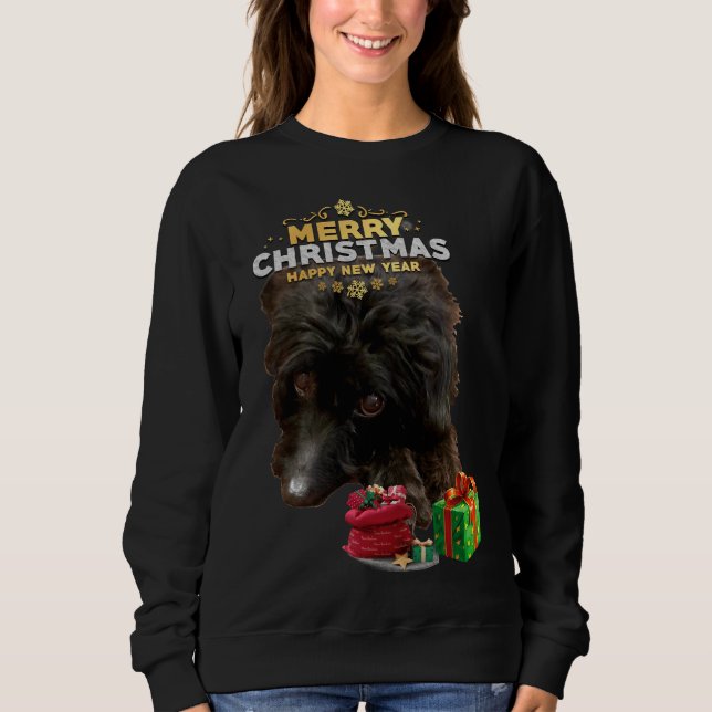 Sudadera Doodle de caniche de perro de los navidades (Anverso)