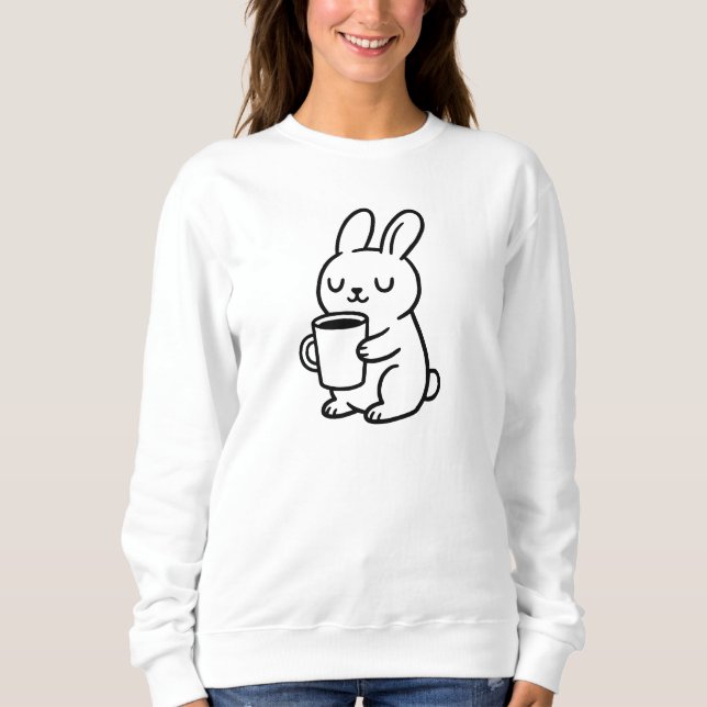 Sudadera Doodle de conejo acogedor de café (Anverso)