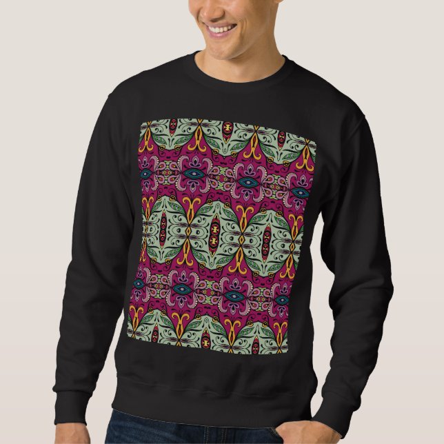 Sudadera Doodle étnico tribal geométrico floral (Anverso)