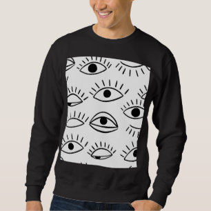 Sudadera Doodle eye, patrón creativo sin costuras.