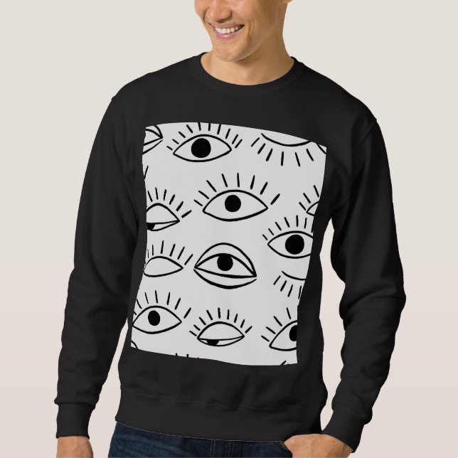 Sudadera Doodle eye, patrón creativo sin costuras. (Anverso)