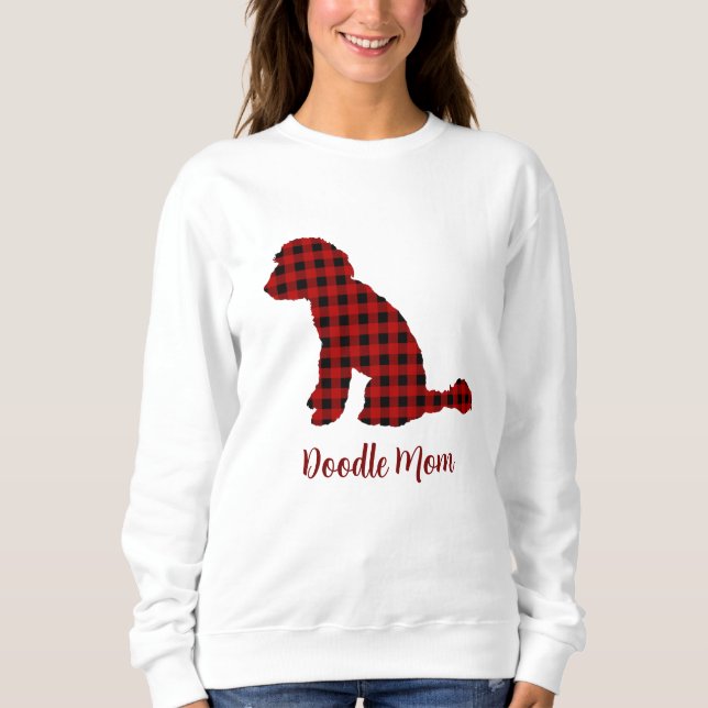 Sudadera Doodle Mom Labradoodle En Buffalo Check Plantado (Anverso)