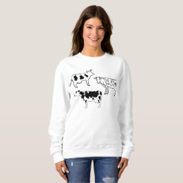 Sudadera Doodles para granjeros de vacas a mano en blanco y