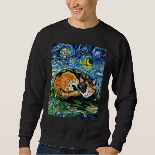 Sudadera Dormir el gato de Calico Noche estrellada Mascota