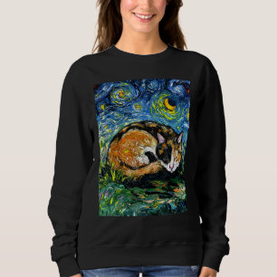 Sudadera Dormir el gato de Calico Noche estrellada Mascota 