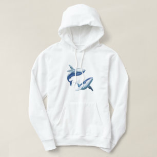 Sudadera Dos adorables ballenas jorobadas saltando y nadand