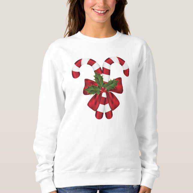 Sudadera Dos Caramelos Navideños Rojos Y Blancos (Anverso)