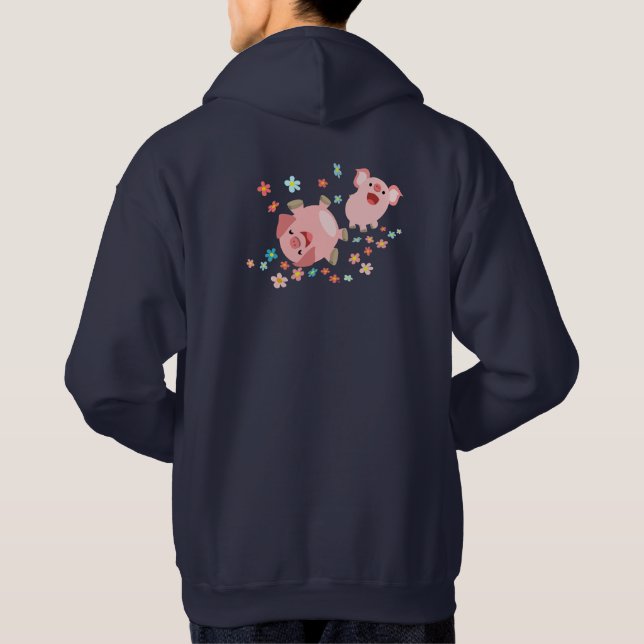 Sudadera Dos cerdos de Personalizado en la capucha de prima (Reverso)