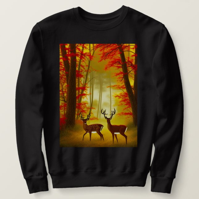 Sudadera Dos ciervos en un bosque otoñal / Woods (Anverso del diseño)