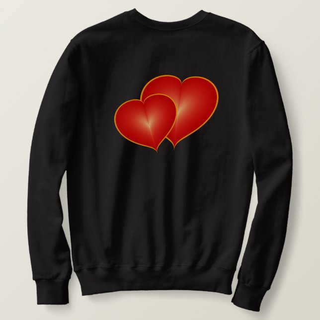 Sudadera Dos corazones rojos, gráfico de arte digital moder (Reverso del diseño)