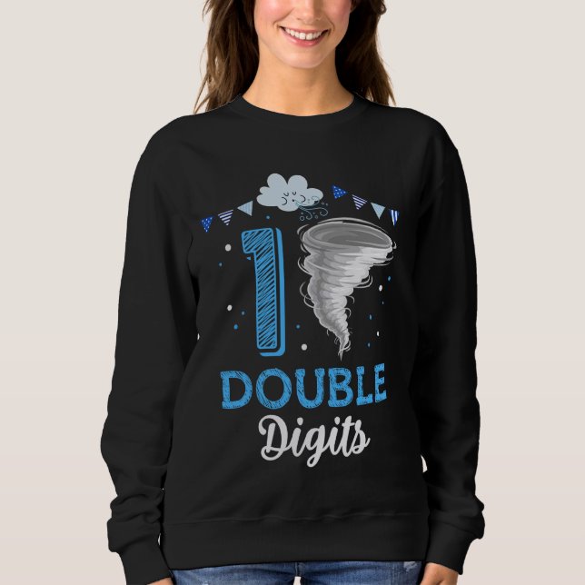Sudadera Dos dígitos 10 cumpleaños Tornado Bi de 10 años (Anverso)