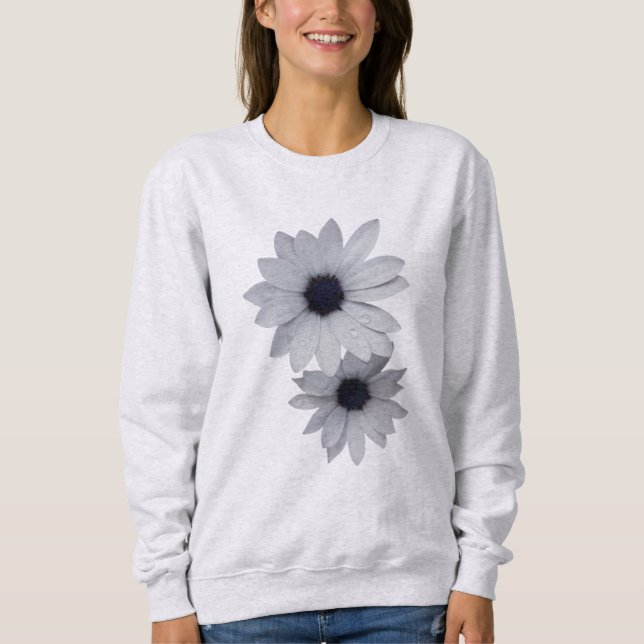 Sudadera dos flores blancas (Anverso)