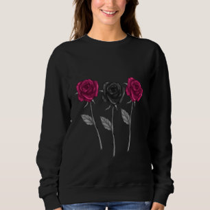 Sudadera Dos Rosas Rojas Y Un Rosa Negro Para Adultos