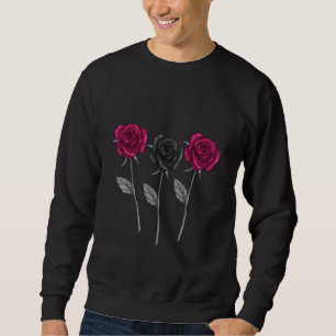 Sudadera Dos Rosas Rojas Y Un Rosa Negro Para Adultos