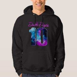 Sudadera Double Digits 10 Years Old Galaxy Theme, Blue Pink