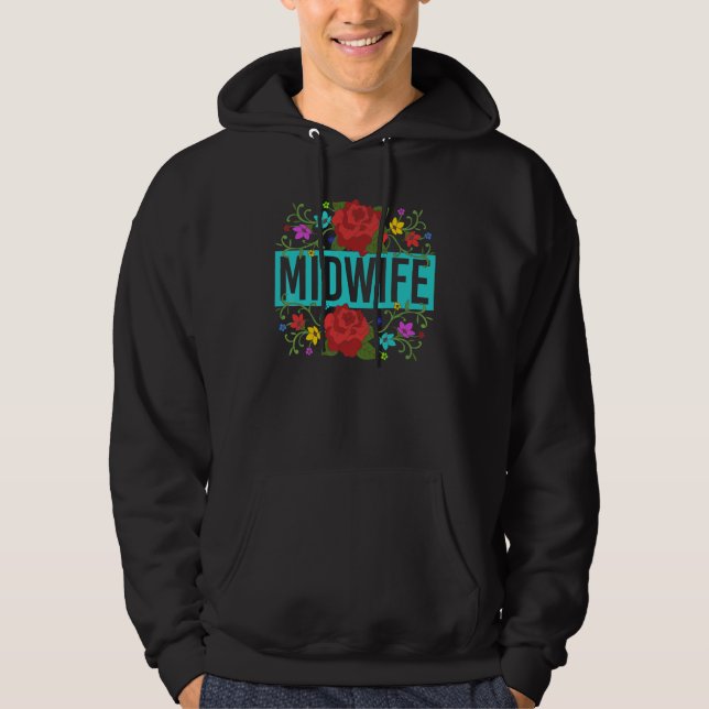 Sudadera Doula Embarazo Bebé Receptor Partería Flores Parte (Anverso)