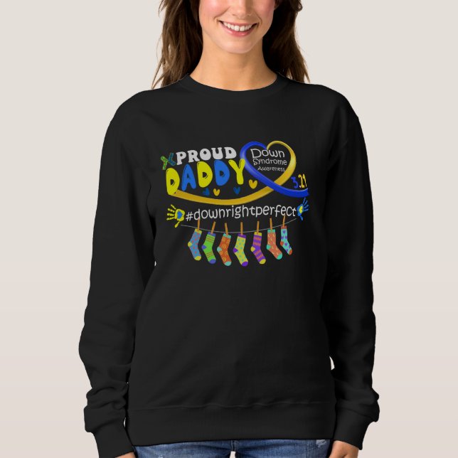 Sudadera Down Syndrome Awareness Proud-Daddy Son Daughter M (Anverso)