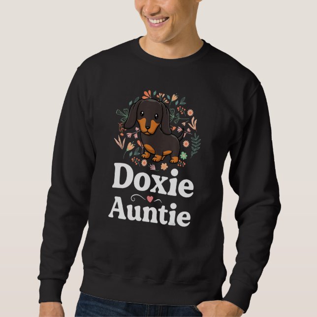 Sudadera Doxie Auntie Floral Dachshund Shirt Dog Lover Tía (Anverso)