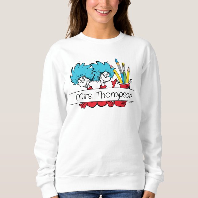 Sudadera Dr. Seuss | Thing One Thing Two Teacher Name (Anverso)