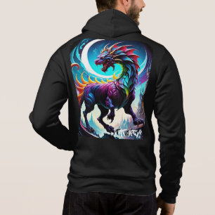 Sudadera Dragón arcoiris fantástico con capucha lunar