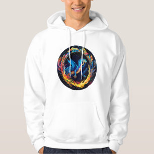 Sudadera Dragón Azul Mágico Rodeado de Llamas Místicas