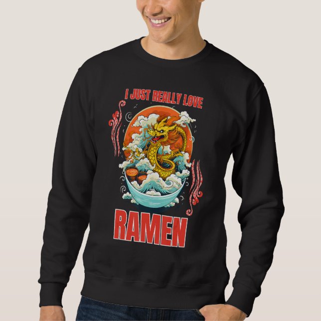Sudadera Dragon comiendo fideos de Ramen Me Encanta Rame (Anverso)