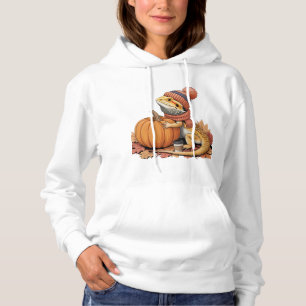 Sudadera Dragón con barba de otoño con arte de calabaza