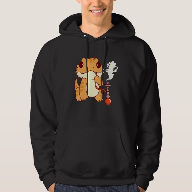 Sudadera Dragón con barba Fumar Hookah Pogona Con Shisha (Anverso)