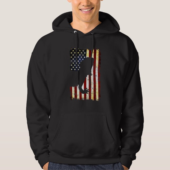 Sudadera Dragón con barba Silhouette Bandera Americana 4 De (Anverso)