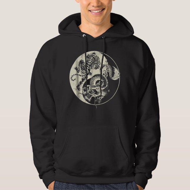 Sudadera Dragón Con El Tatuaje Del Tigre YIN Y La Lucha De  (Anverso)