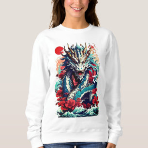 Sudadera Dragón De Fantasía Y Rosas Rojas