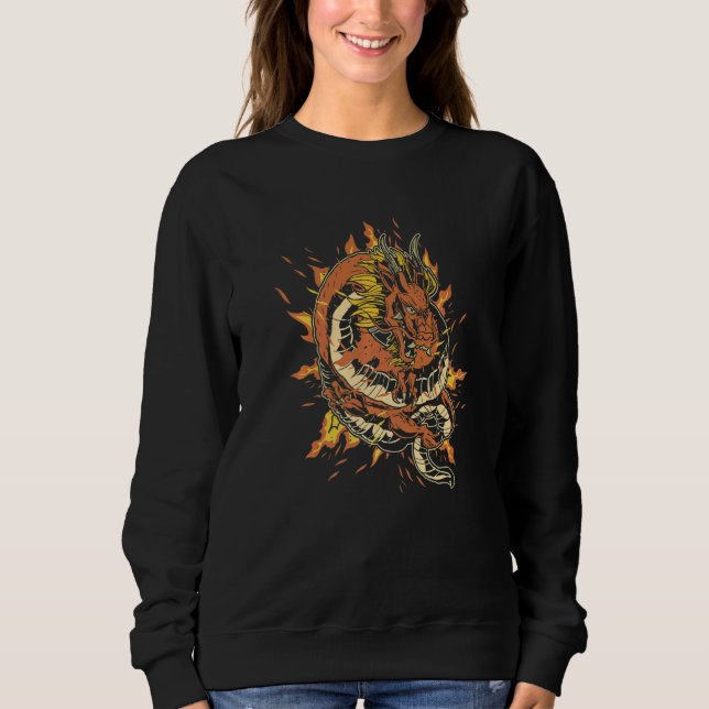 Sudadera Dragón de fuego con fuego de dragón y dragón que e (Anverso)
