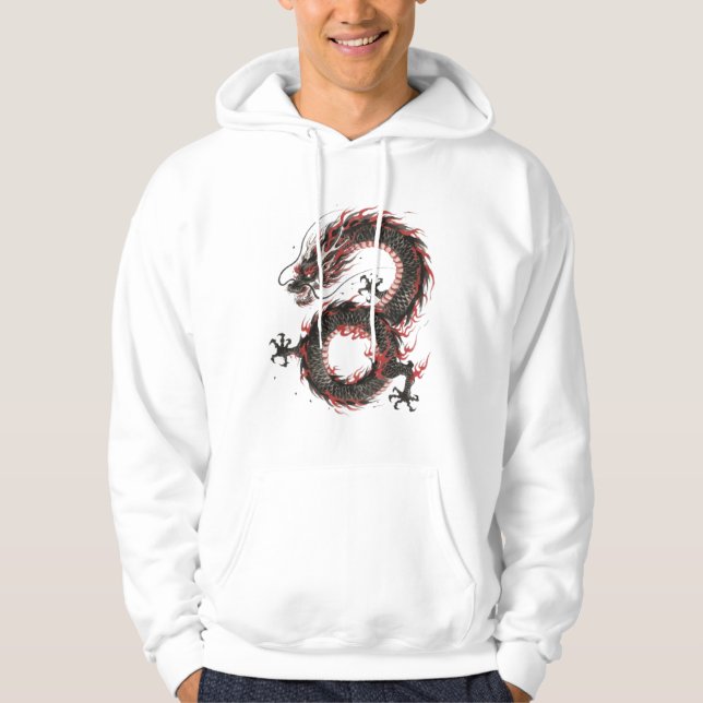 Sudadera Dragón de tinta crimson ember (Anverso)