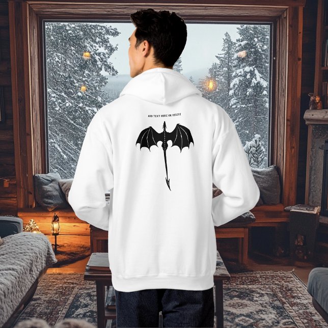 Sudadera Dragón de vuelo tribal negro Fantasía blanco (Subido por el creador)